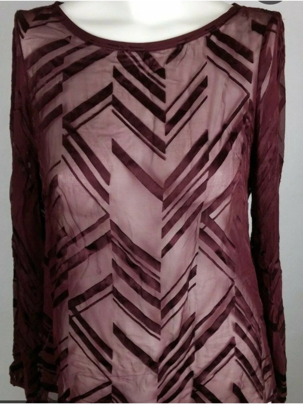 White House Black Market Burgundy Sheer Top